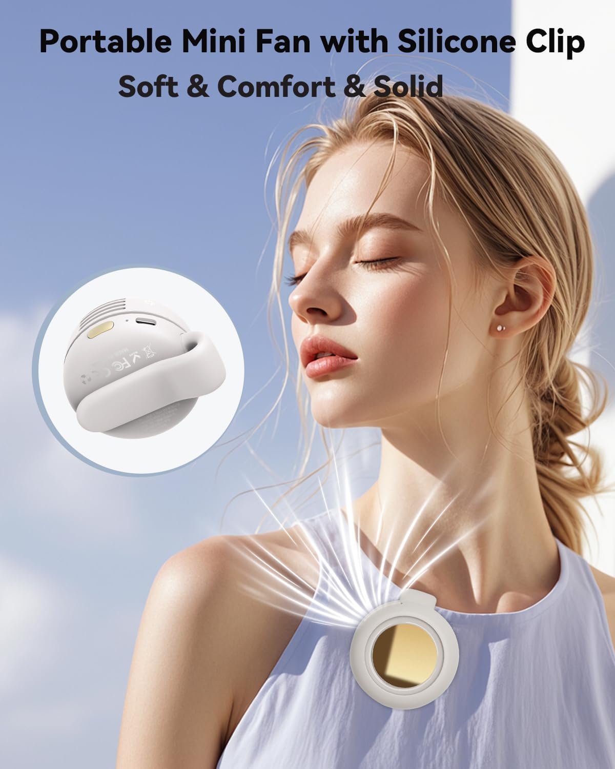 Mini Bladeless Portable Fan – USB Rechargeable Silent Personal Cooling Fan