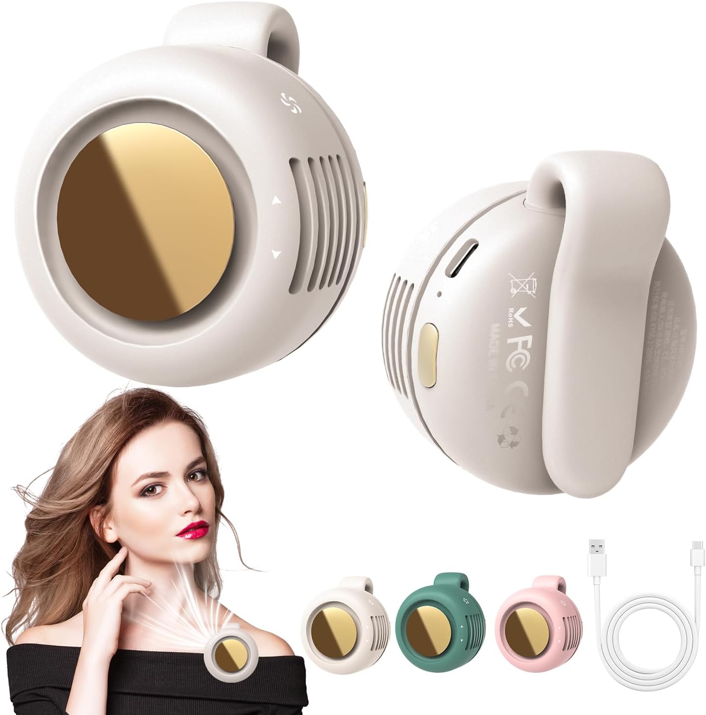 Mini Bladeless Portable Fan – USB Rechargeable Silent Personal Cooling Fan