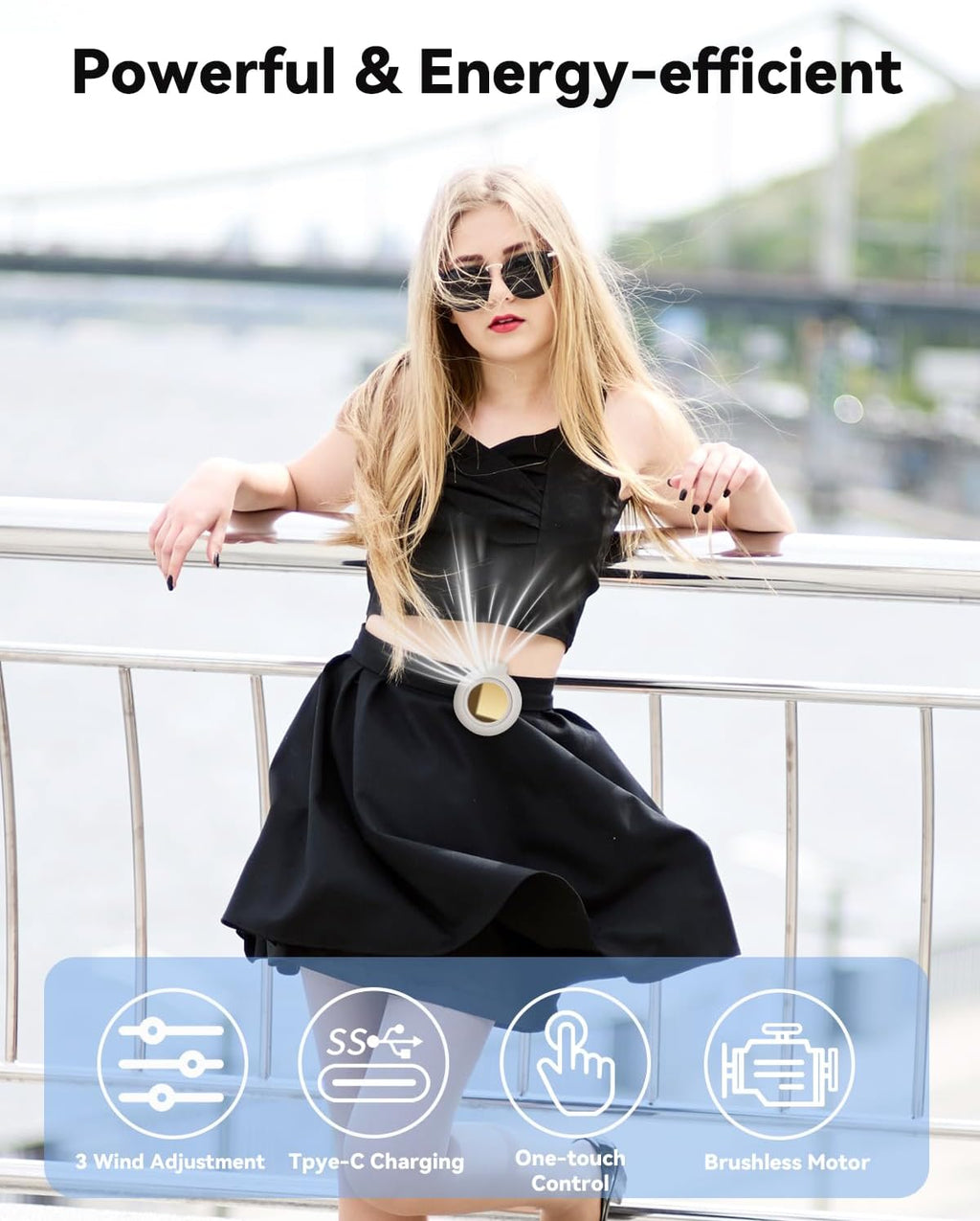 Mini Bladeless Portable Fan – USB Rechargeable Silent Personal Cooling Fan
