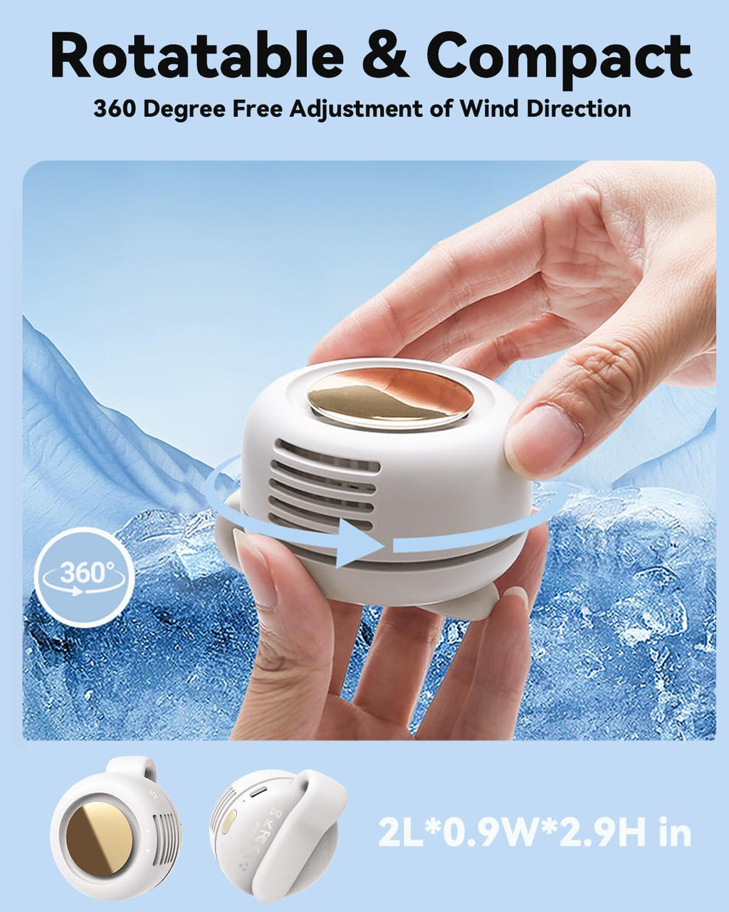 Mini Bladeless Portable Fan – USB Rechargeable Silent Personal Cooling Fan