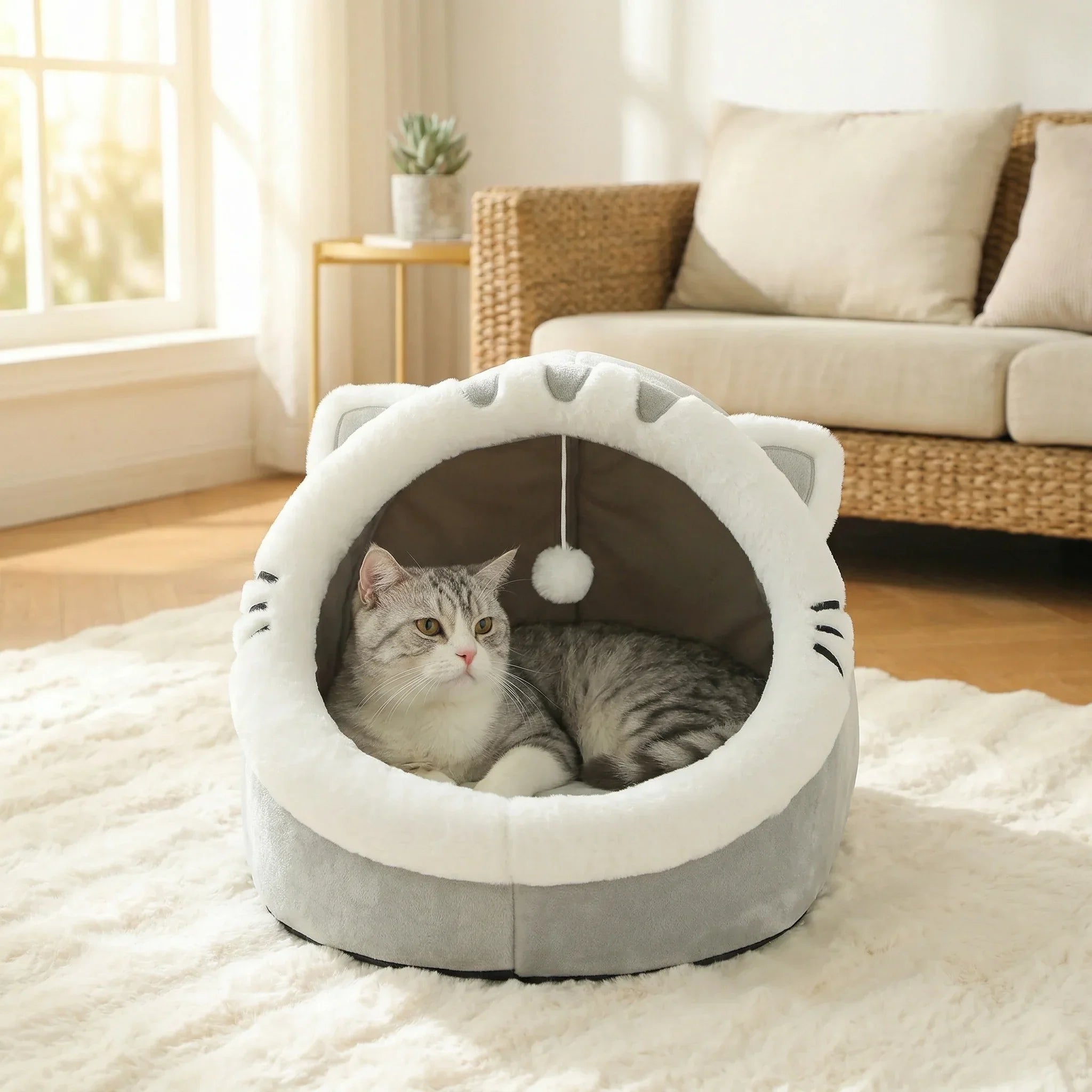 Cozy Foldable Cat Cave Bed