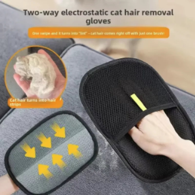 Reusable Pet Hair Removal Gloves Double Sided Beauty Gloves for Sofa Carpet Home Pet Fur Hair Removal Tool Pet Supplies