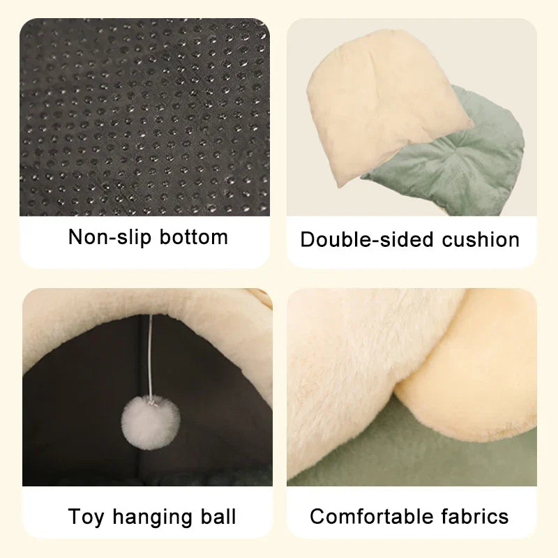 Cozy Foldable Cat Cave Bed